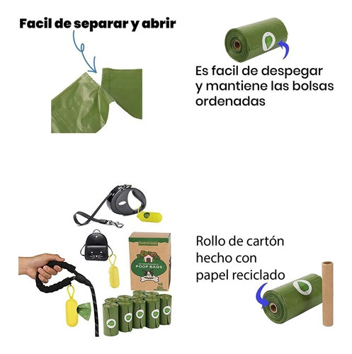 Imagen 2 de 5 de Bolsitas Sanitarias Perros Biodegradables Recoge Caca X360