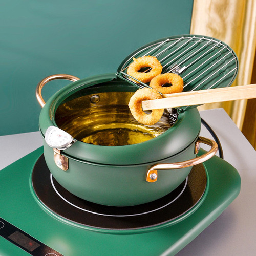 Q Fritadeira Tempura Pequena Com Tampa Para Verde 24cm