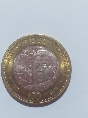 Moneda De 10 Pesos Mexicana Batalla De Puebla