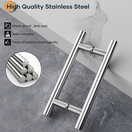 Jaladera Tipo H Manija Puerta 120cm Acero Inoxidable Cristal