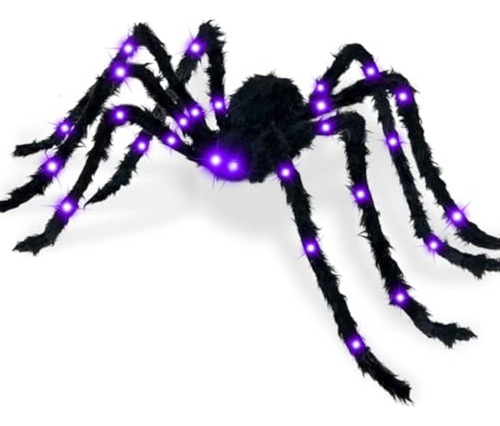 125cm Araña Gigante De Halloween, Adornos Halloween Con Luz