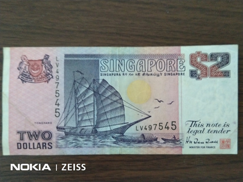 Billete Singapur 2 Dollars 