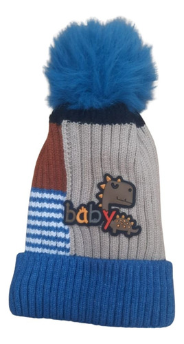 Gorro Baby Dino Con Chiporro Y Pompom 