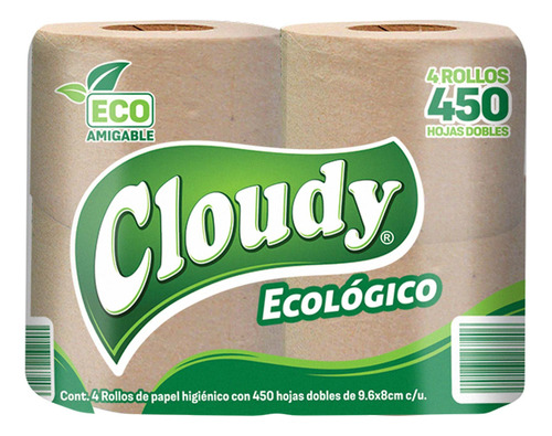 Papel Higiénico Cloudy Ecológico 60 Rollos De 450h C/u