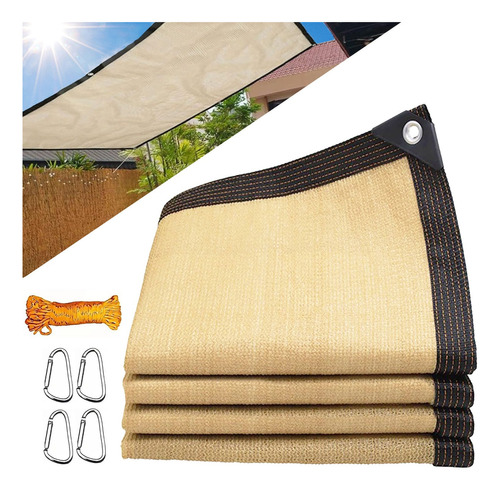 Malla Sombra 4x4 Bloqueo Uv 95% Con Cuerda Para Jardin