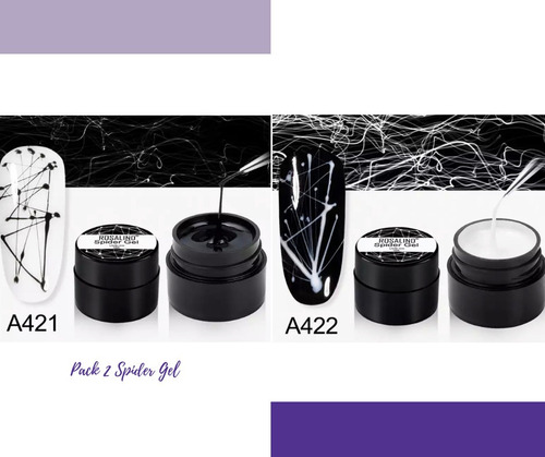 Pack  2 Spider Gel Blanco Y Negro / Nail Art