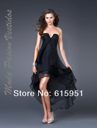 Vestido Gala Negro Corto Largo Graduacion Bodas Moda Pasion