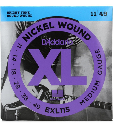 Daddario 0.11 Guitarra Eléctrica Nickel Wound Exl115 11/49