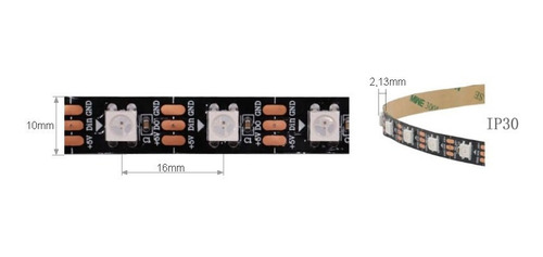 2m Fita Led Ws2812b 60/m 5v+ Arduíno Nano V3+ Conector 3pin
