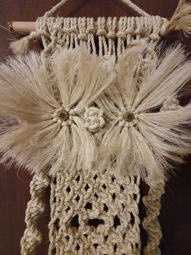 Coruja Macramé Sisal Olhos Cortiça