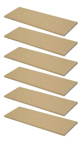 Combo 6 Prateleiras Mdf Cru 60x20 Cms  Com Suporte