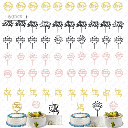 60 Estilos Letrero Diversa Decoración Pastel Feliz Cumpleaño