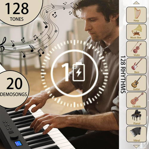 Piano De Teclado Digital Plegable De 88 Key Con Peso Portáti