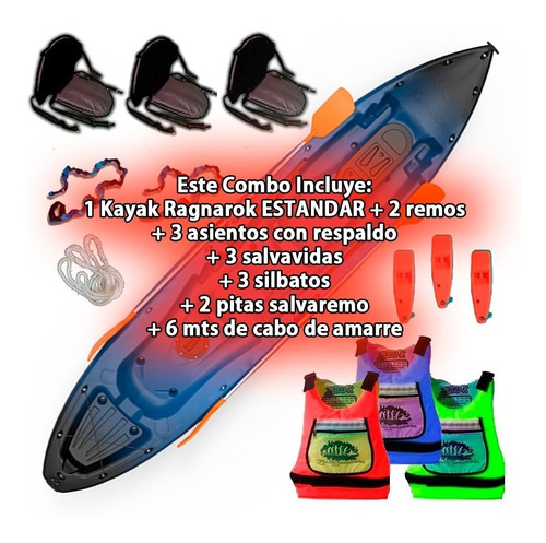 Imagen 2 de 7 de Kayak Ragnarok Estandar De Skandynavian Combo 3 Premium
