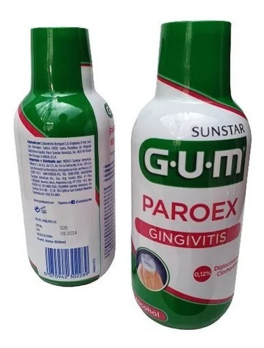 Enjuague Paroex Gum 0,12% Clorhexidina Gingivitis ( 2 Piezas