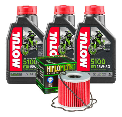 Kit Filtro Óleo Suzuki Gs 500 + 3 Lts Motul 5100 15w50