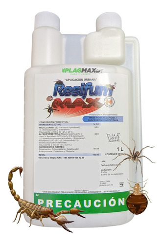 Insecticida Doble Accion Resifum Max 1lt Cucaracha Chinche