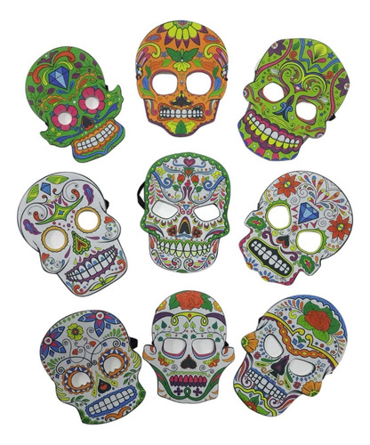 Máscara Catrina Méxicana Calaca Plana De Paño - Cienfuegos - Color Multicolor