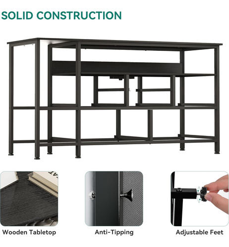 Soporte De Tv Con Estación De Carga, Cómoda Para Tv De 55 Pu