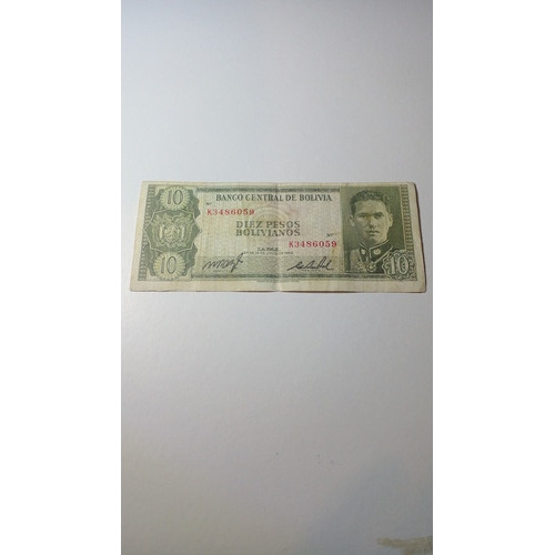 Billete De Bolivia Sin Sircular Año 1962 De 10 Pesos Bolivia