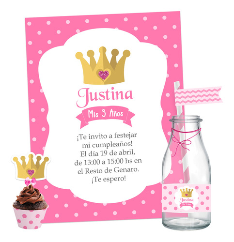 Kit Imprimible Corona Princesa Decoración Cumpleaños Nena