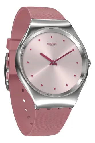 Reloj Swatch Mujer Monthly Drops Rose Moire Syxs135 Color De La Malla Rosa Color Del Bisel Gris Color Del Fondo Rosa