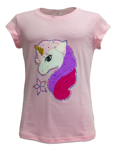 Blusa Camiseta Niña Unicornio Estampado Piel De Durazno