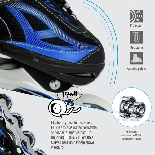 Imagen 7 de 10 de Rollers Extensible Crazy Loop Azul Y Blanco Talle L Outlet
