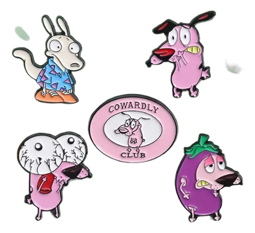 Set 5 Pines Pin Coraje El Perro Cobarde Dibujo Animado
