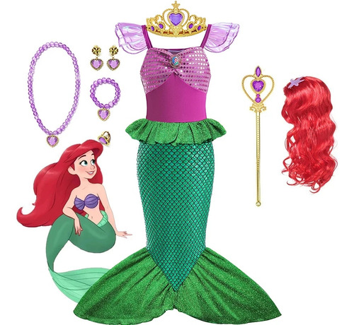 Disfraz De Princesa Sirena Ariel Para Niñas  Disfraz Para Ni