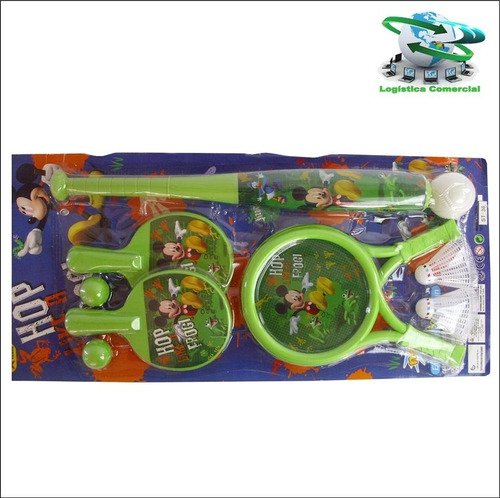 Imagen 4 de 9 de Kit De Juegos Mickey / Ping Pong Bate Raqueta Niños.