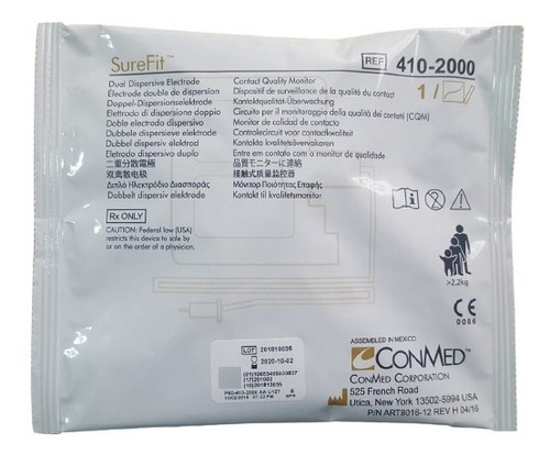 Placa Electrocirugia Electrocauterio Conmed Con Cable