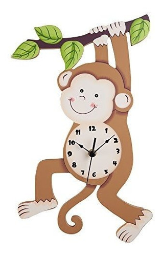 Reloj De Pared Safari Infantil, Mono Decorativo.