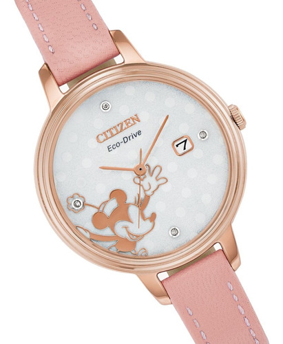 Reloj Mujer Citizen Disney Ew2448-01w Diamantes Correa Rosa