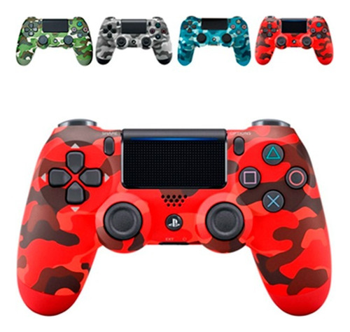 Controle Sem Fio Joystick Manete Compatível Com Console E Pc Cor Camuflado Vermelho Ps4