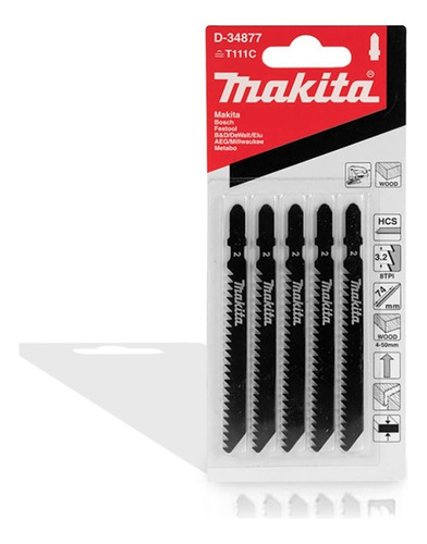 Set Hojas Sierra Caladora Makita 34877 Vástago T 5 Sierras