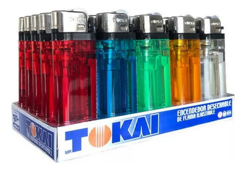 Tokai Encendedor Transparente Gas De Color Caja Con 25 Pz