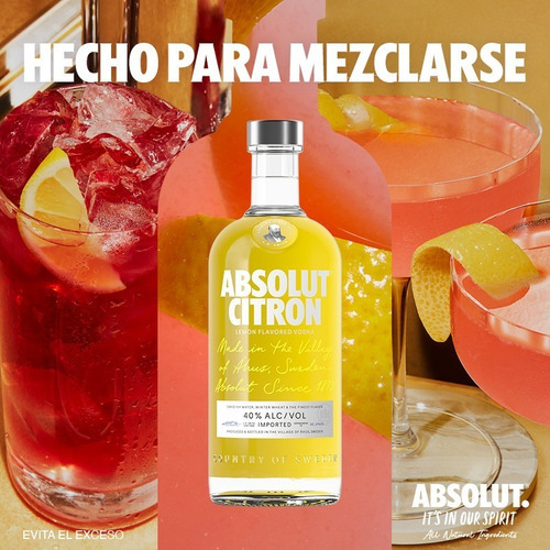 Imagen 4 de 7 de Vodka Absolut Citron 750ml