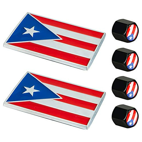 Emblemas De Bandera De Puerto Rico Relieve De Metal Cro...