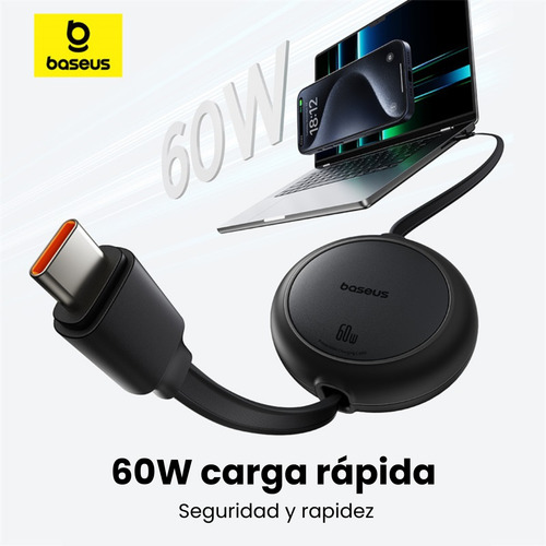 Baseus Kit Audífonos Inalámbricos Bowie E18 Bluetooth 5.3 + Cubo De Carga Usb Tipo C 30 W + Cable Retráctil Tipo C A Tipo C + Carga Rápida alta compatibilidad color negro