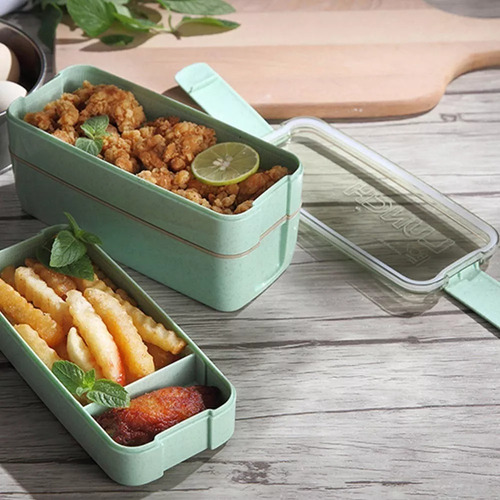 Contenedor Lonchera Box Lunch Divisiones Cubiertos Portatil