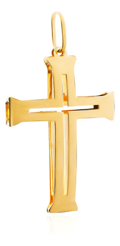 Pingente Crucifixo Cruz Ouro 18k 750 27 Mm Cor Dourado