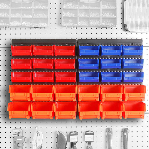 30 Pieces Wall Mounted Storage Bins Parts Rack Shop Tool