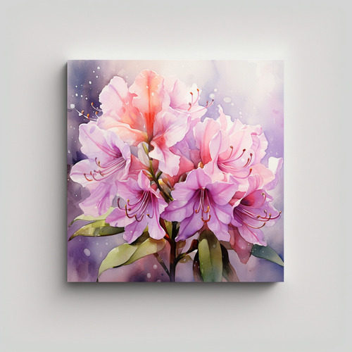 80x80cm Arte Vintage Vitalidad A Rhododendrons Flowers Water