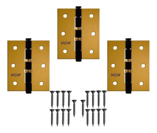 Dobradiça De Porta De Madeira Bronze Com Anel 3 X 2,5 Mgm