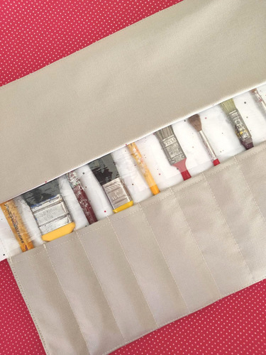 Estojo De Enrolar Espaço Para 10 Trinchas Pincéis De Pintura