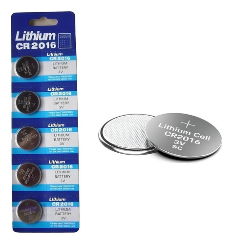 Pack 5 Pilas De Lithium Cr 2016 Botón Relojes Controles