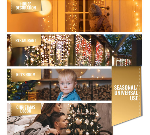 Luces Navideñas De Aurio Icicle Al Aire Libre, 12.3ft 135 Le