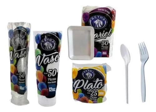comprar Paquete Desechables Platos, Cubiertos Y Vasos 100 Juegos