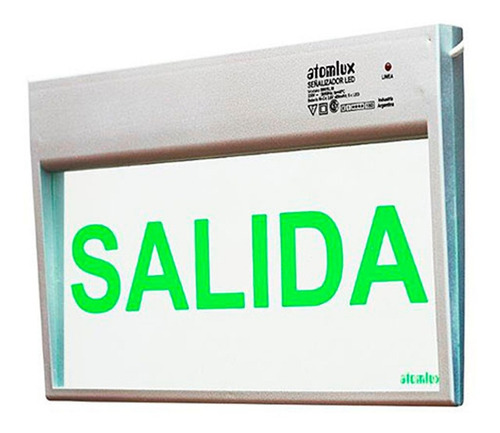 Cartel Led Autónomo Señalizador Salida De Emergencia Atomlux